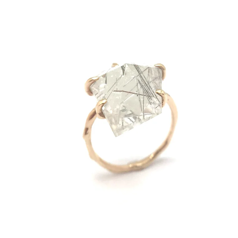 Topaz rings-Rutilated Quartz Ring