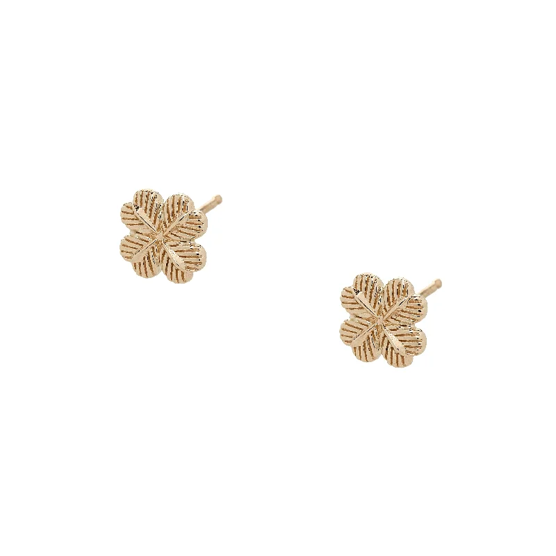 Wave motif earrings-LUCKY CLOVER STUDS