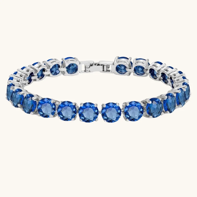 Wide geometric bangles-Sapphire Tennis Bracelet