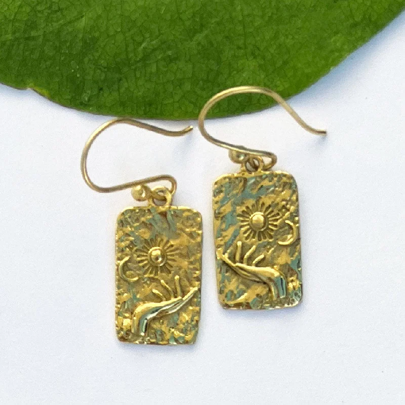 Aquamarine earrings-Sun In Hand Earrings, India