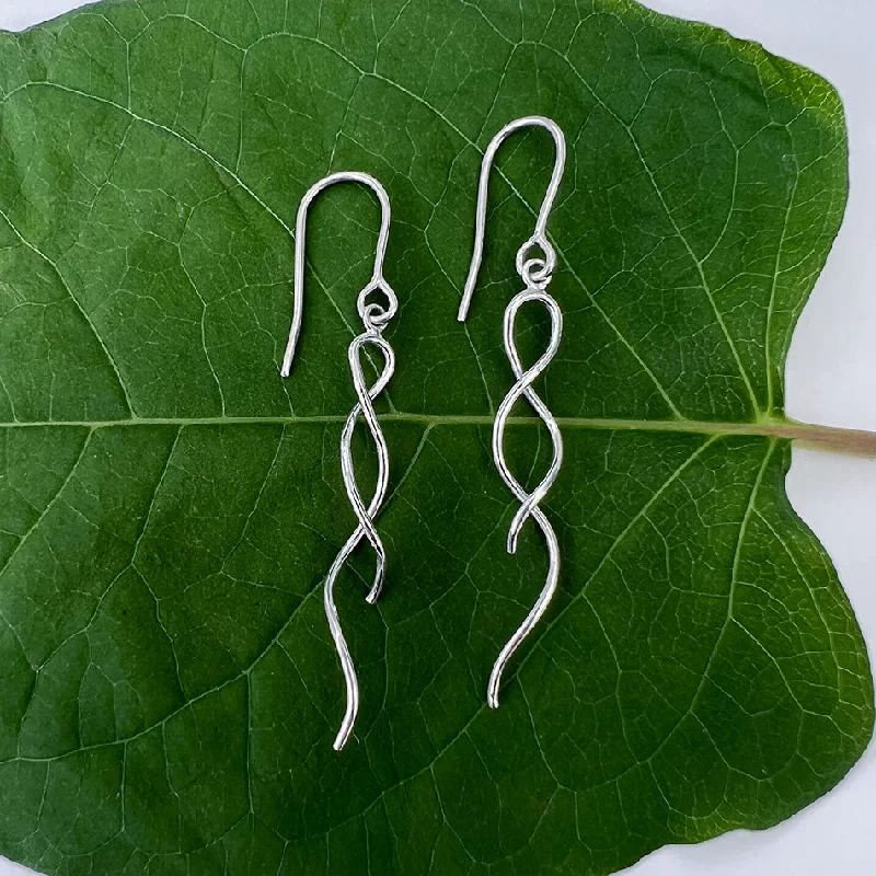 Woven silk earrings-Down To The Roots Earrings - Sterling Silver, Indonesia