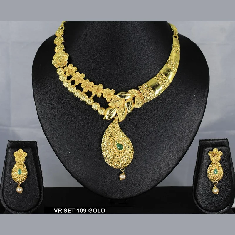 Reef knot necklaces-Mahavir Forming Gold Necklace Set - VR 109  GOLDEN SET