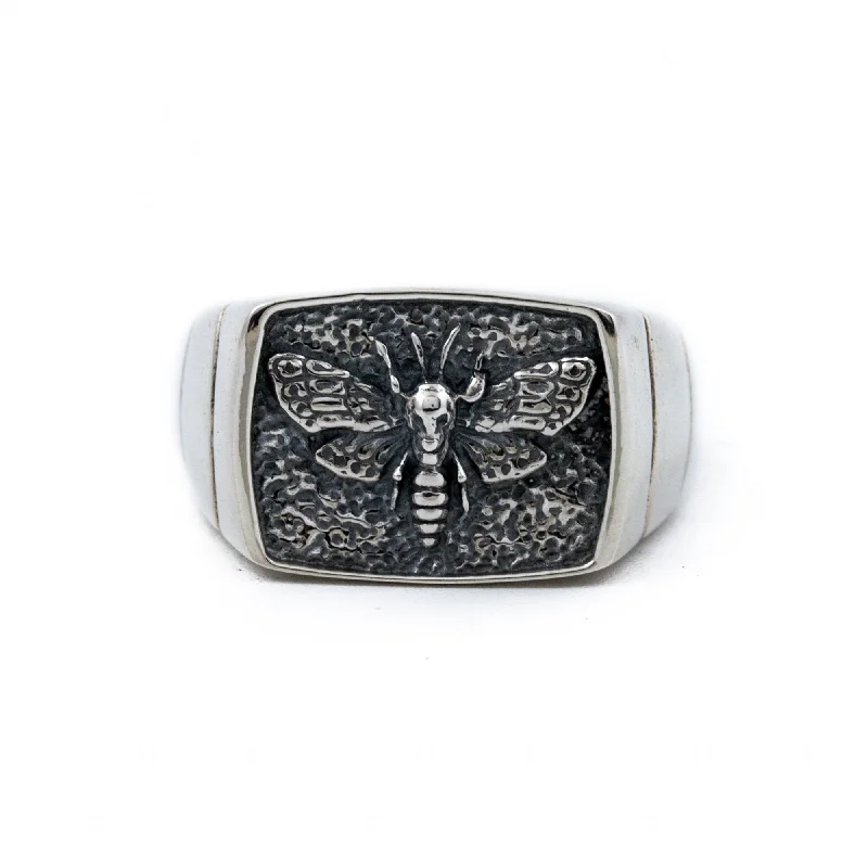 Citrine gem rings-Death Moth Signet Ring