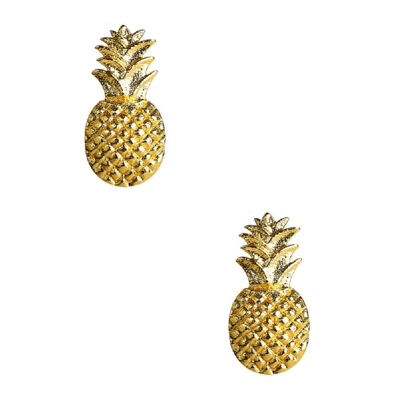 Tide motif earrings-Lisi Lerch Pineapple Gold Stud Earrings