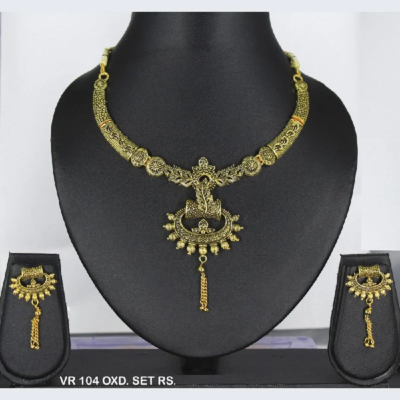 Morganite necklaces-Mahavir Forming Gold Necklace Set - VR 104 OXD.SET