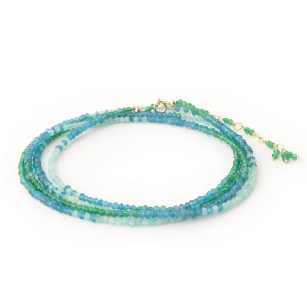 Radiant star bangles-Green Onyx, Apatite & Amazonite Ombre Wrap Bracelet