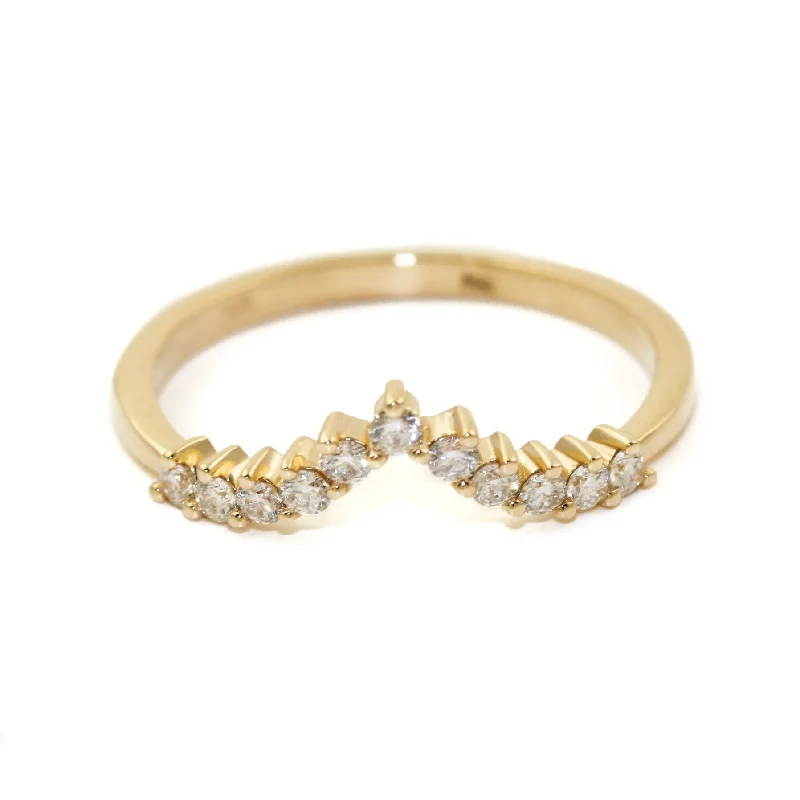 Bead-woven rings-Elegant 14 K Gold x Pave Diamond Tiara Band