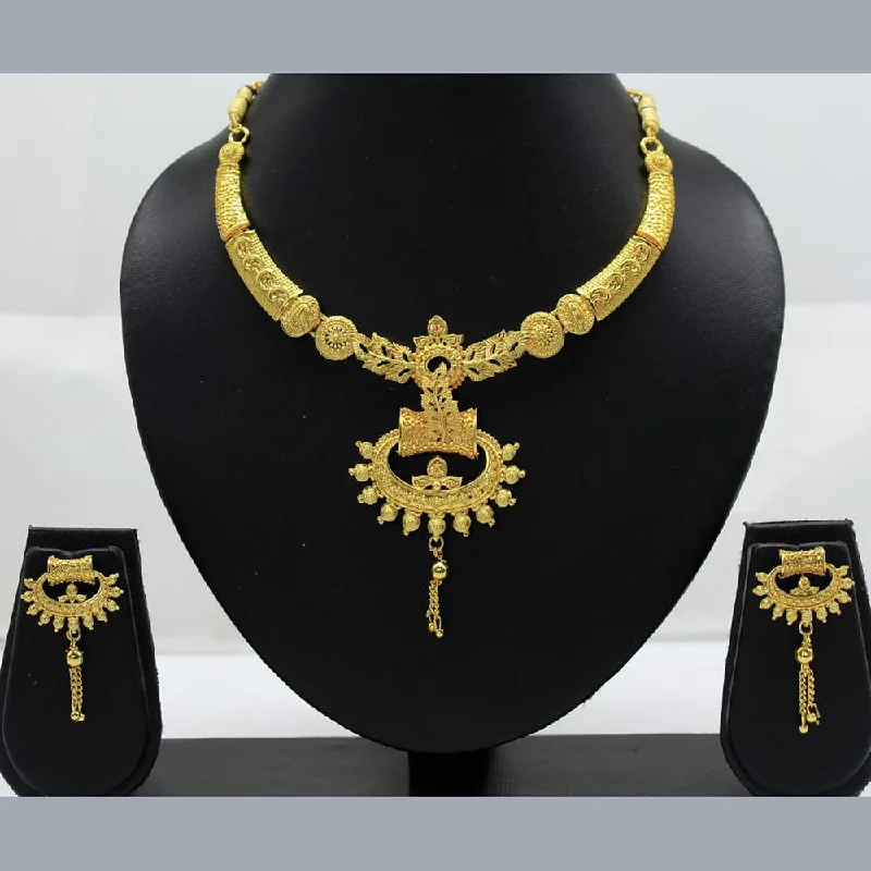 Mist bead necklaces-Mahavir Forming Gold Necklace Set - VR SET 104