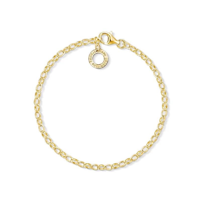 Wide gold bangles-Fine Link Charm Bracelet - Gold Vermeil