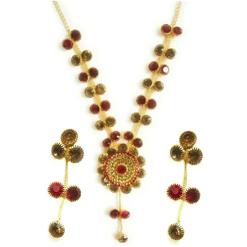 Retro deco necklaces-Martina Jewels Gold Plated Austrian Stone Pack Of 6  Necklace Set