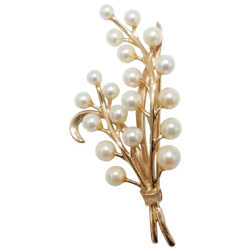 Surf motif brooch-14K Gold & Pearl Brooch