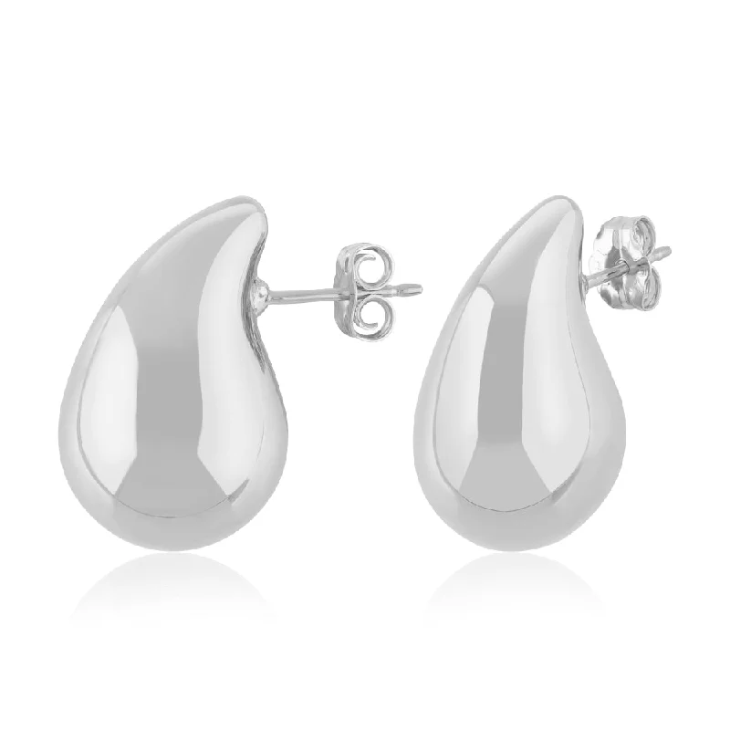 Trekker braid earrings-Sterling Silver Small Teardrop Stud Earrings