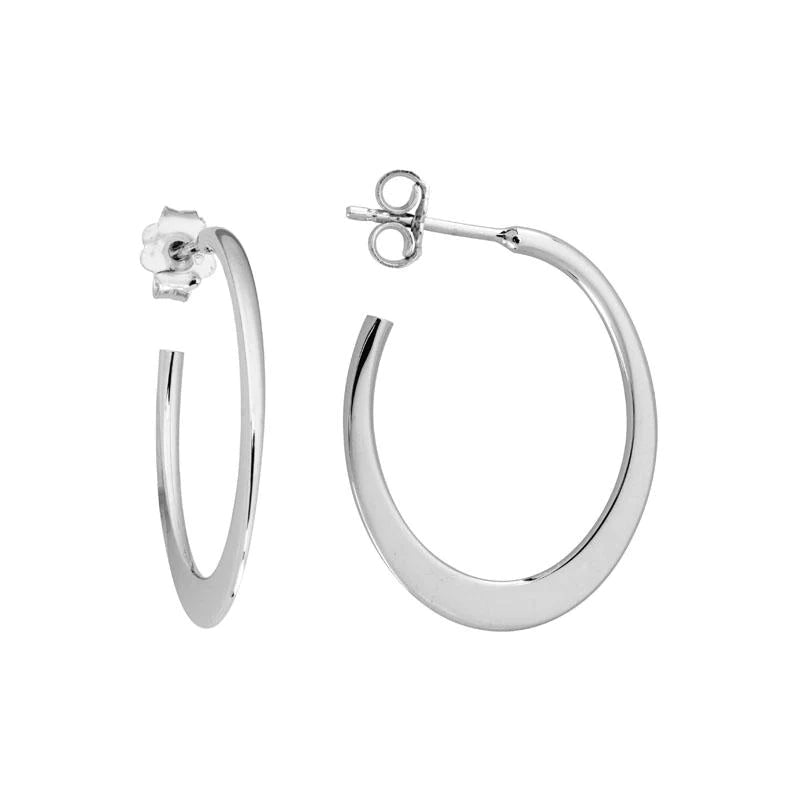 Thick tier earrings-Sterling Silver 27mm Oval Hoop Earrings