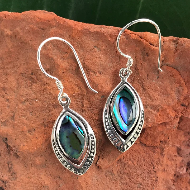 Tiny gem earrings-Translucent Earrings, Abalone - Sterling Silver, Indonesia