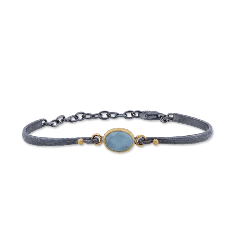 Mesh charm bangles-24K Aquamarine Bracelet