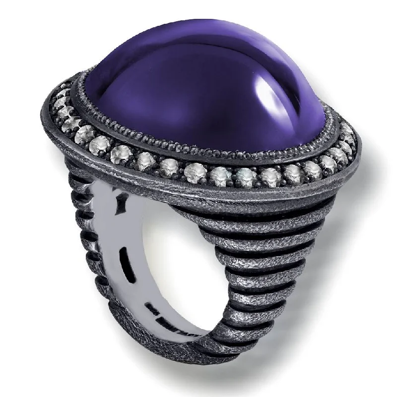 Rough texture rings-Silver Symbolica Ring with Japanese Amethyst & Topaz