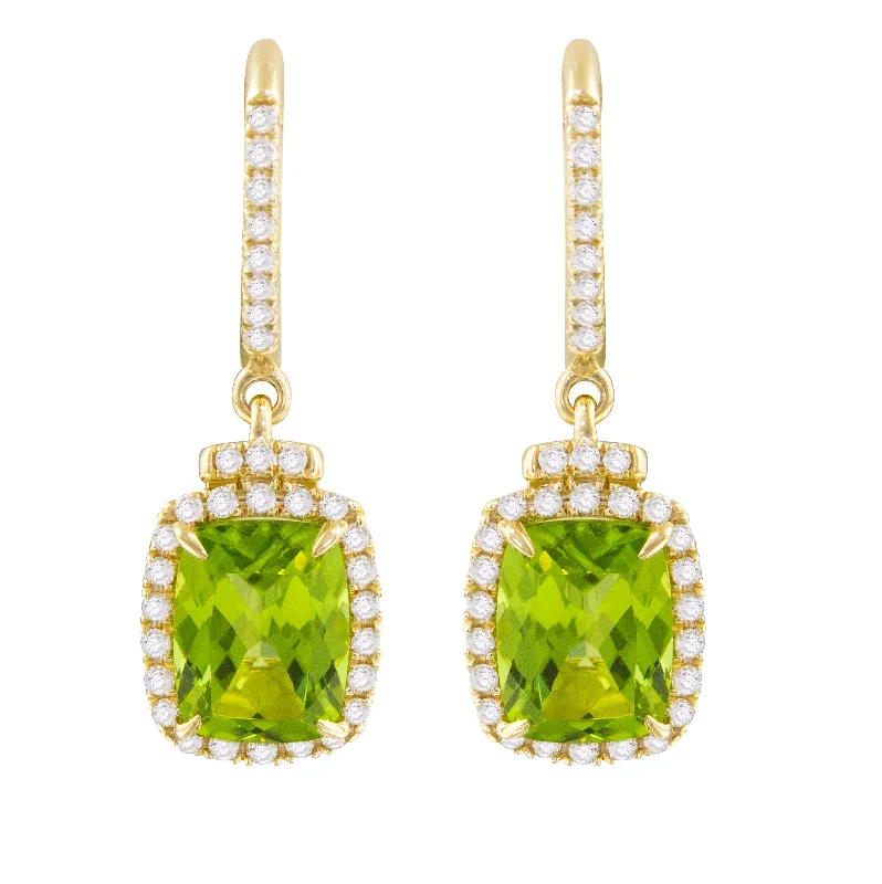 Coiled cord earrings-Bellarri 14k Gold Diamond and Peridot Earrings