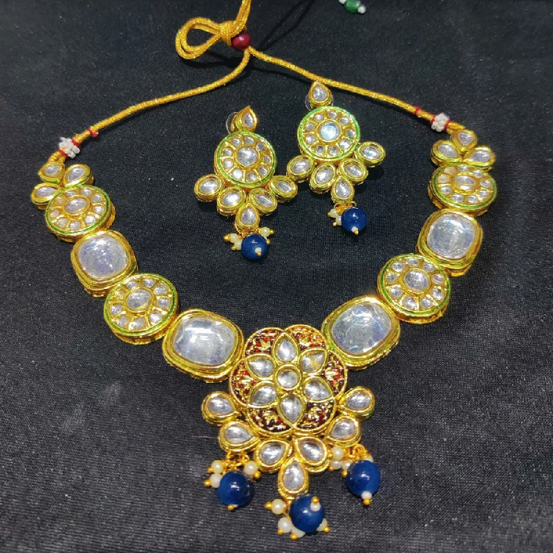 Sapphire stone necklaces-Manisha Jewellery Gold Plated Kundan Necklace Set