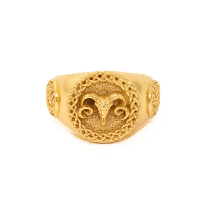 Night gothic rings-Gold "Celtic Aries" Ring