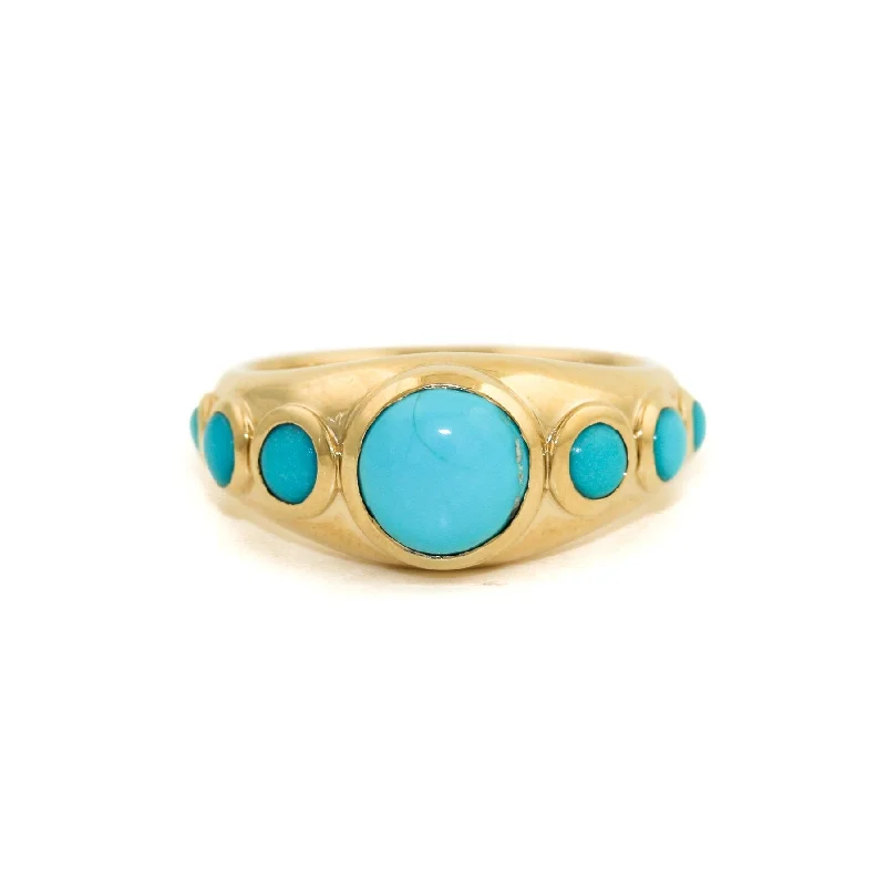 Curved art rings-Jamila Turquoise 14k Gold Gypsy Ring