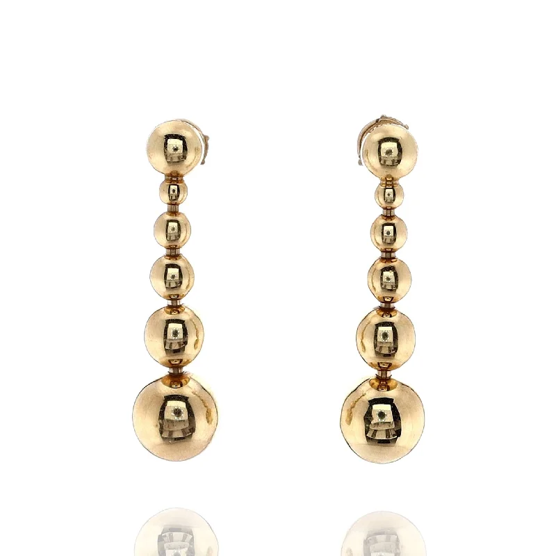 Flat knot earrings-Estate Lagos 18k Yellow Gold Caviar Graduated Polished Ball Drop Dangle Earrings