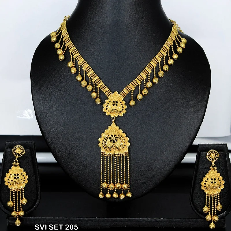 Vibrant enamel necklaces-Mahavir Forming Gold Necklace Set  - SVI SET 205