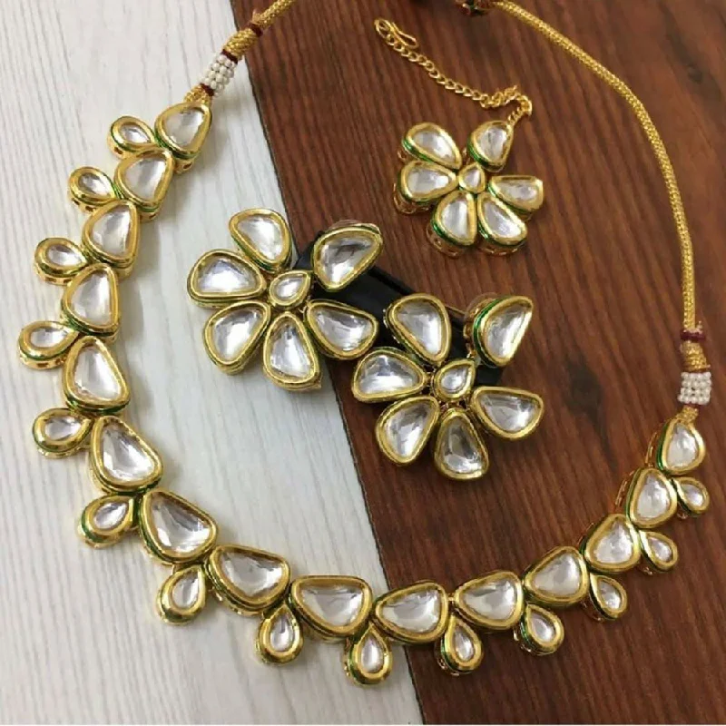 Cosmic glow necklaces-Manisha Jewellery Gold Plated Kundan Necklace Set With Maangtikka