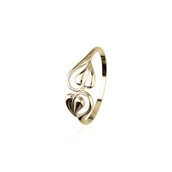 Rustic lock rings-9ct Yellow Gold Ring with Leaf Design GR95