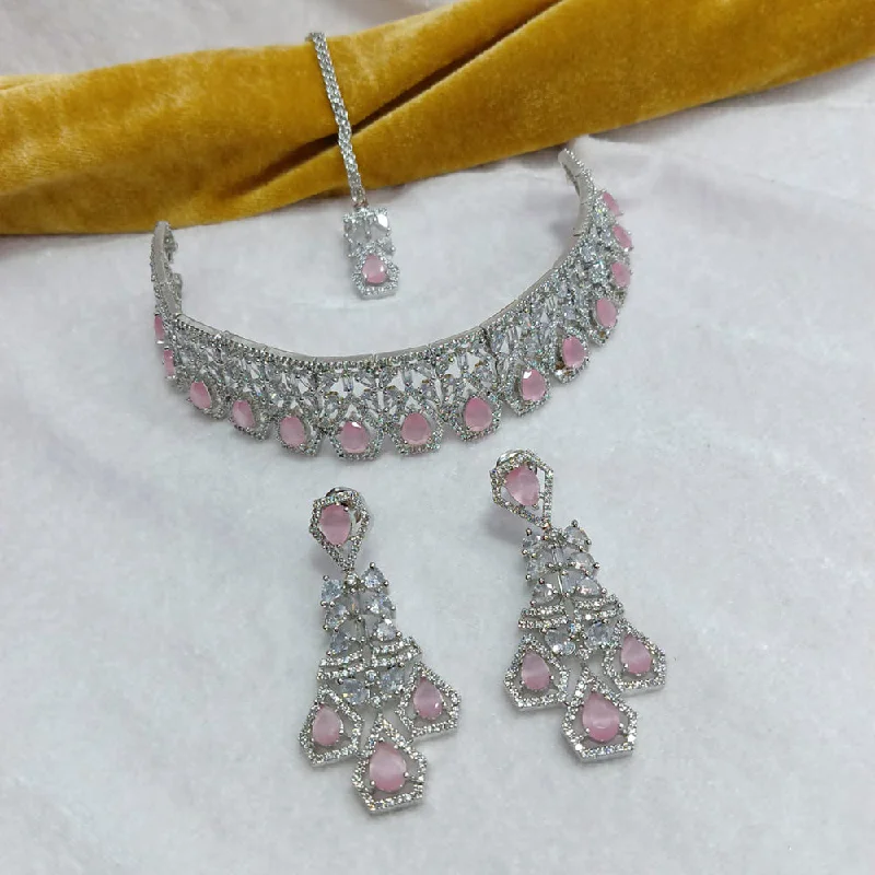 Mixed metal necklaces-Manisha Jewellery American Diamond Necklace Set