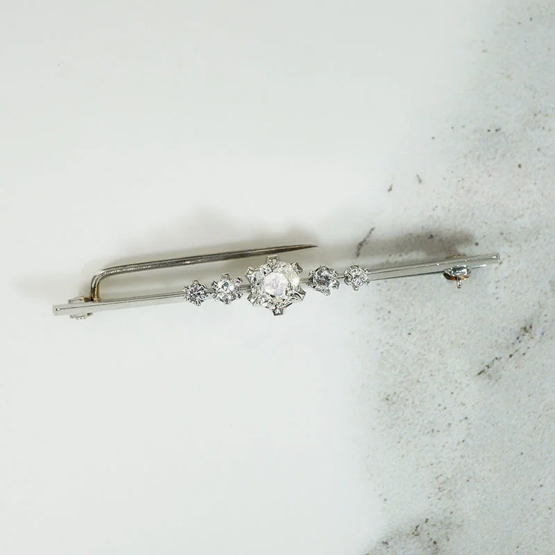 Carved name brooch-Austere Luxury Five Old Mine Cut Diamond Brooch