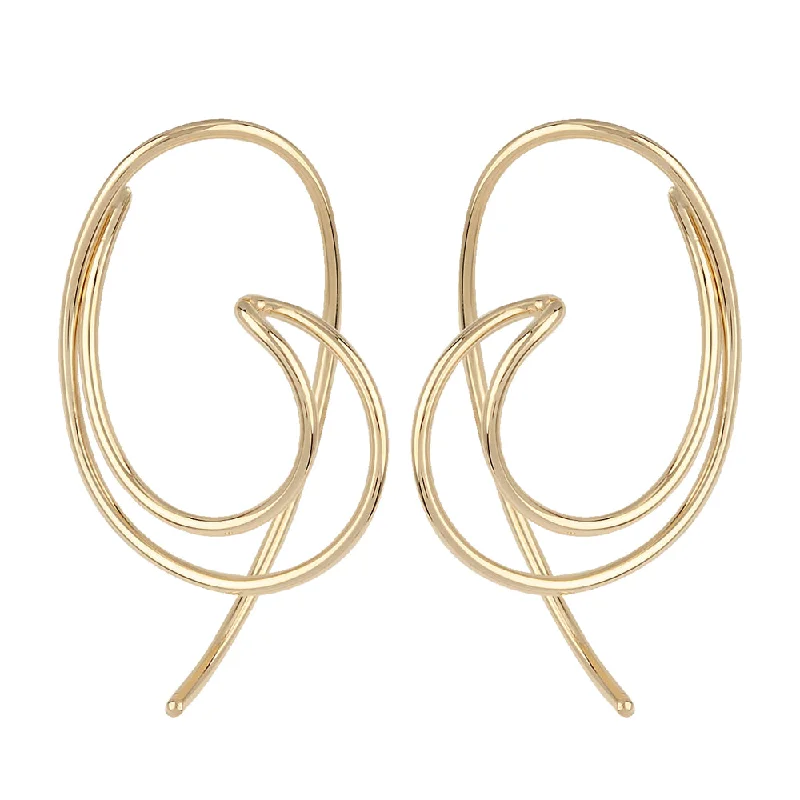 Pure stone earrings-14k Open Sweep Threader Earrings