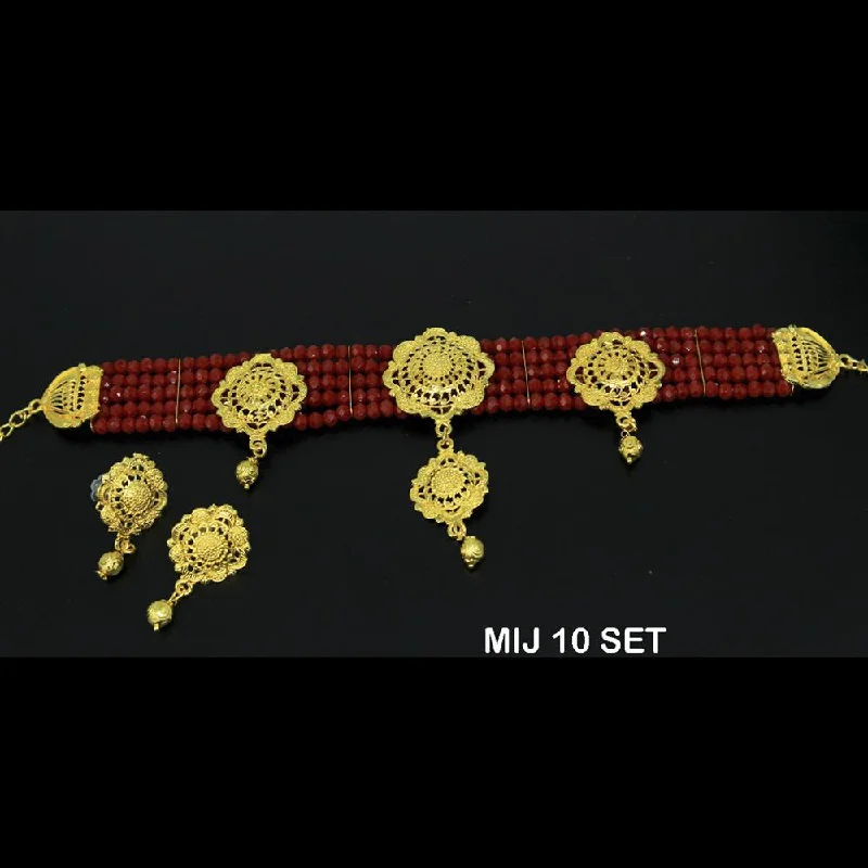 Tiered link necklaces-Mahavir Forming Gold Necklace Set - MIJ 10 SET