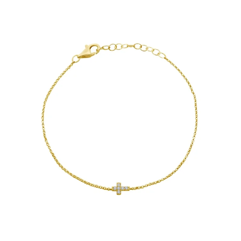 Stone cluster bangles-Petite Diamond Cross Bracelet