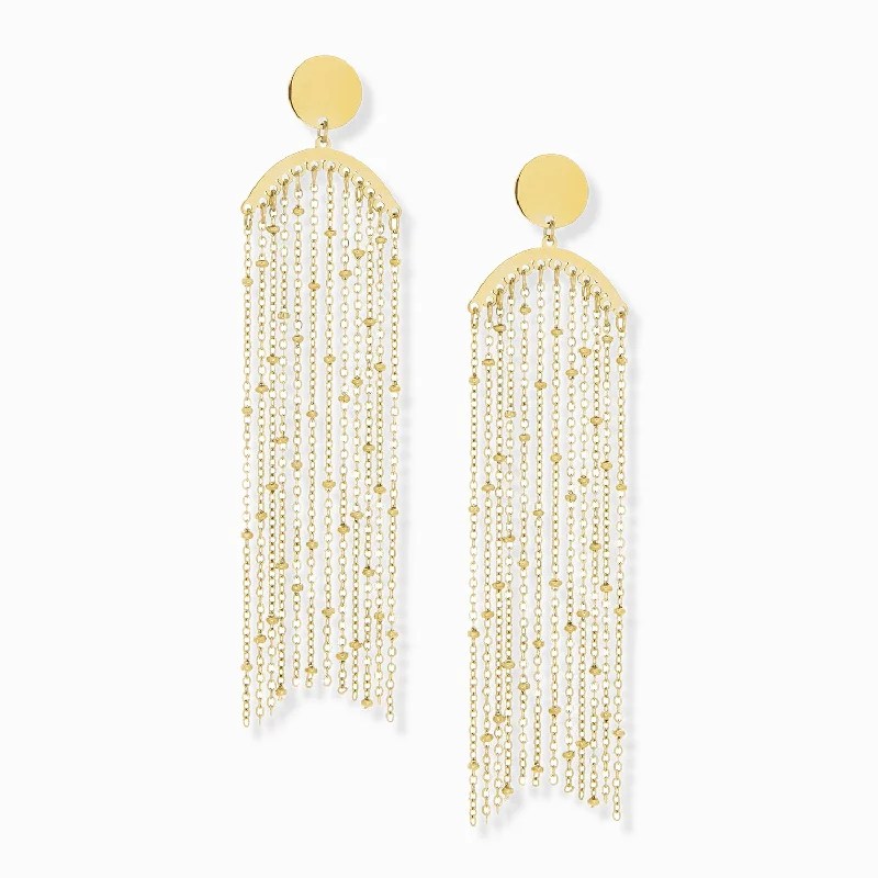 Citrine gem earrings-long tassel drop earring