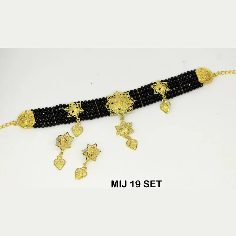 Bright stone necklaces-Mahavir Forming Gold Necklace Set - MIJ 19 SET