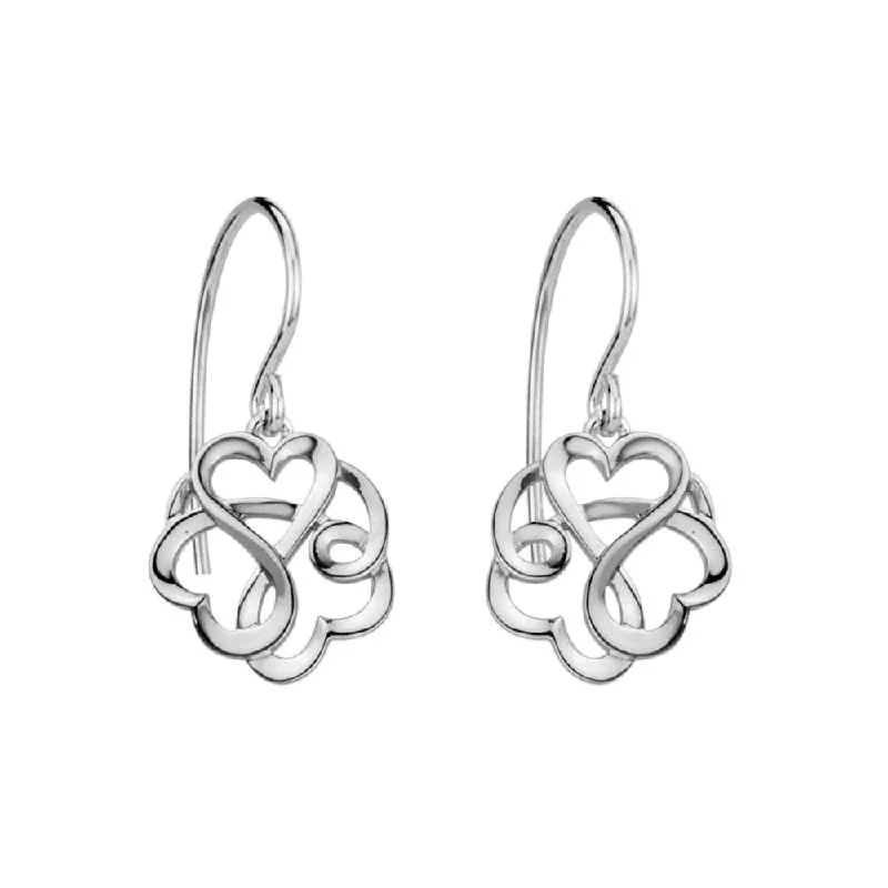 Silk cord earrings-Sterling Silver Open Entwined Hearts Earrings