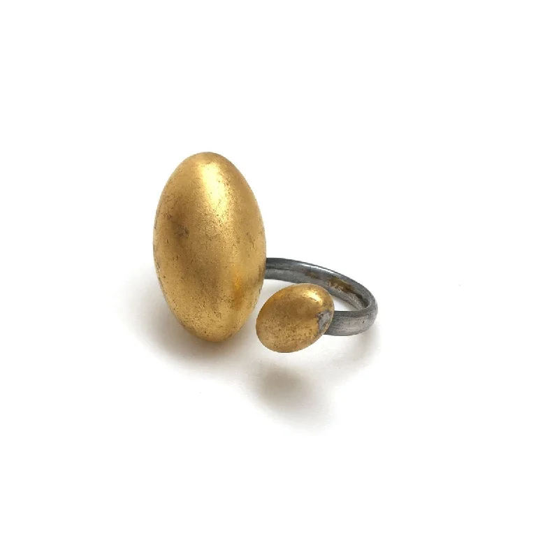 Glossy enamel rings-Gold Leaf Pod Ring