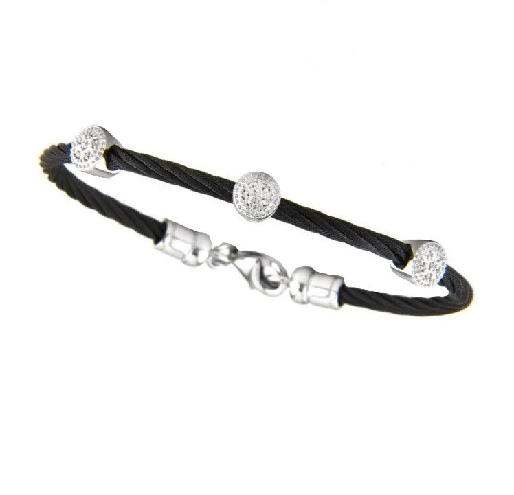 Polished bead bangles-Diamond Cable Bangle