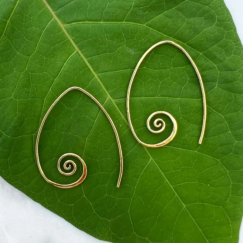 High gloss earrings-Spiral Around Earrings - Brass, Indonesia