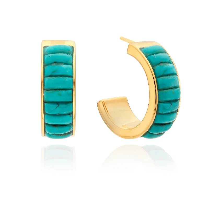 Thin threader earrings-Anna Beck Rectangular Turquoise Multi-Stone Hoop Earrings