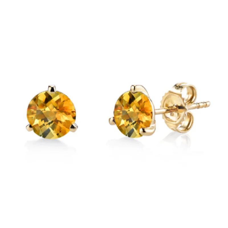 Topaz stone earrings-14k Gold Citrine Martini Stud Earrings