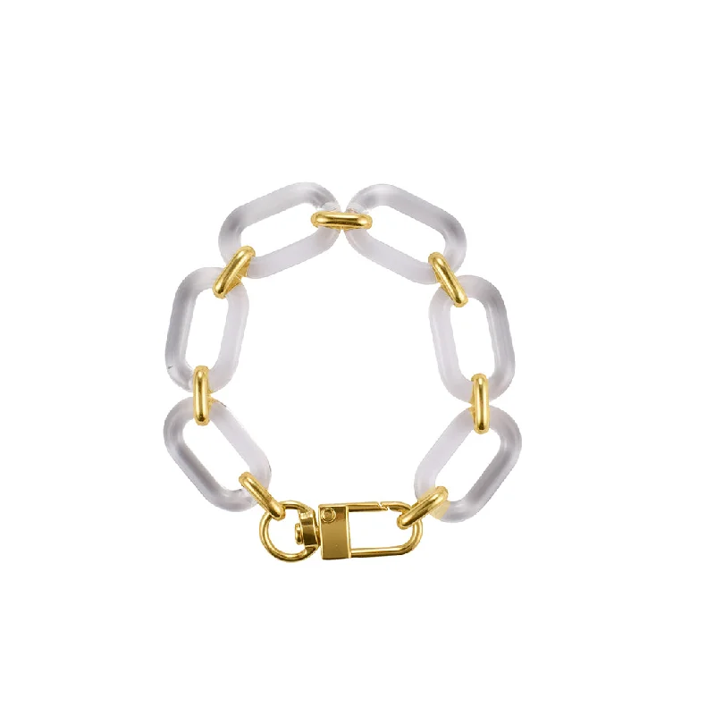 Tribal medallion bangles-14k Gold Plated Lucite Statement Chain Bracelet