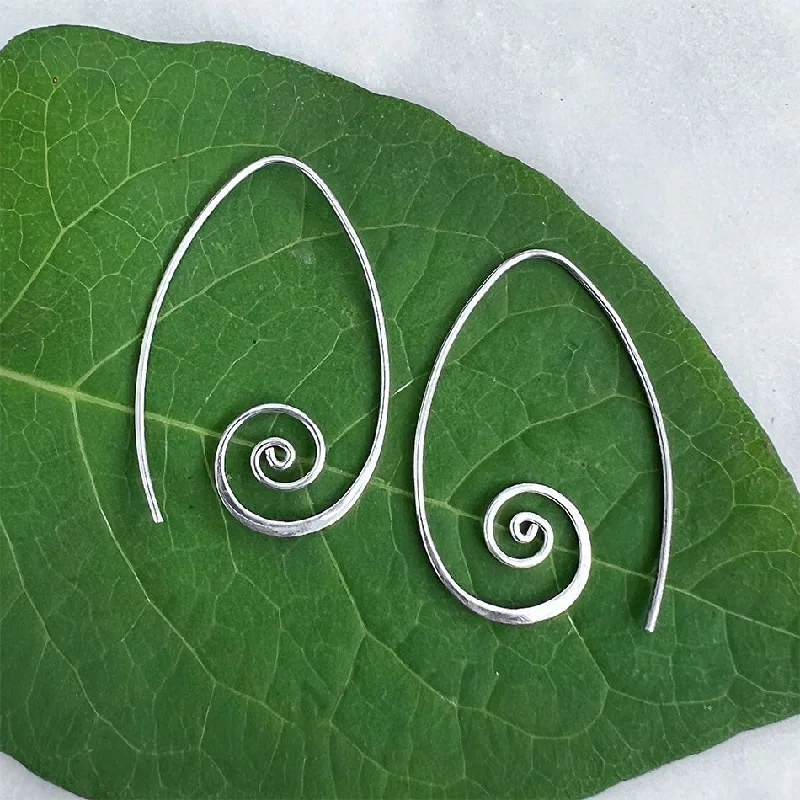 Flat knot earrings-Spiral Around Earrings - Sterling Silver, Indonesia