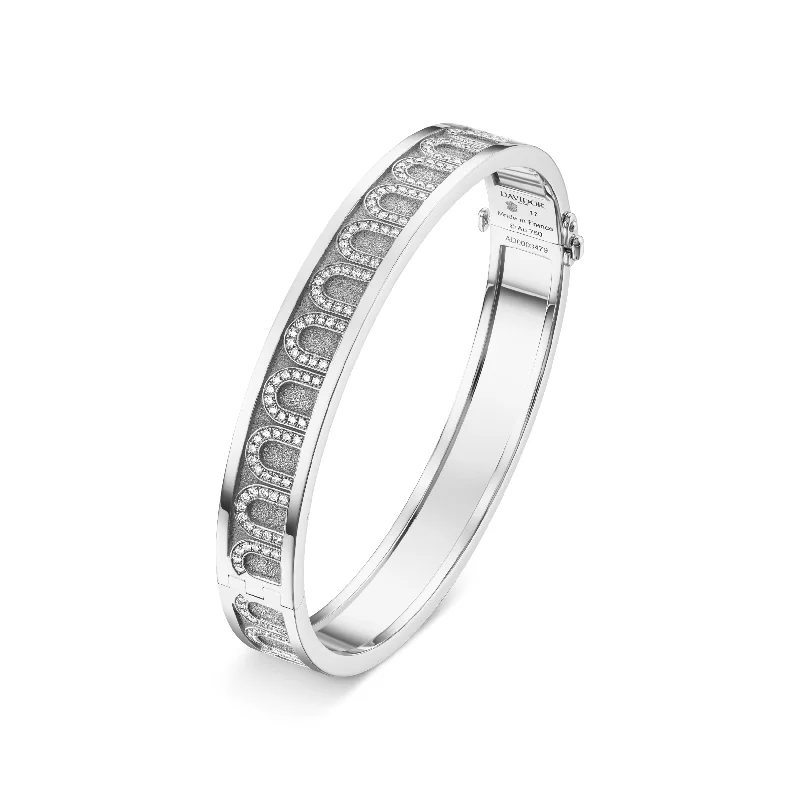 Heavy gem bangles-L'Arc de DAVIDOR Bangle MM, 18k White Gold with Satin Finish and Arcade Diamonds