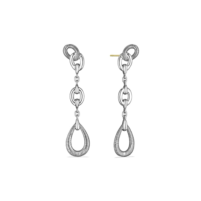 Textured disc earrings-Judith Ripka  Sterling Silver Eternity Linear Link Drop Earrings