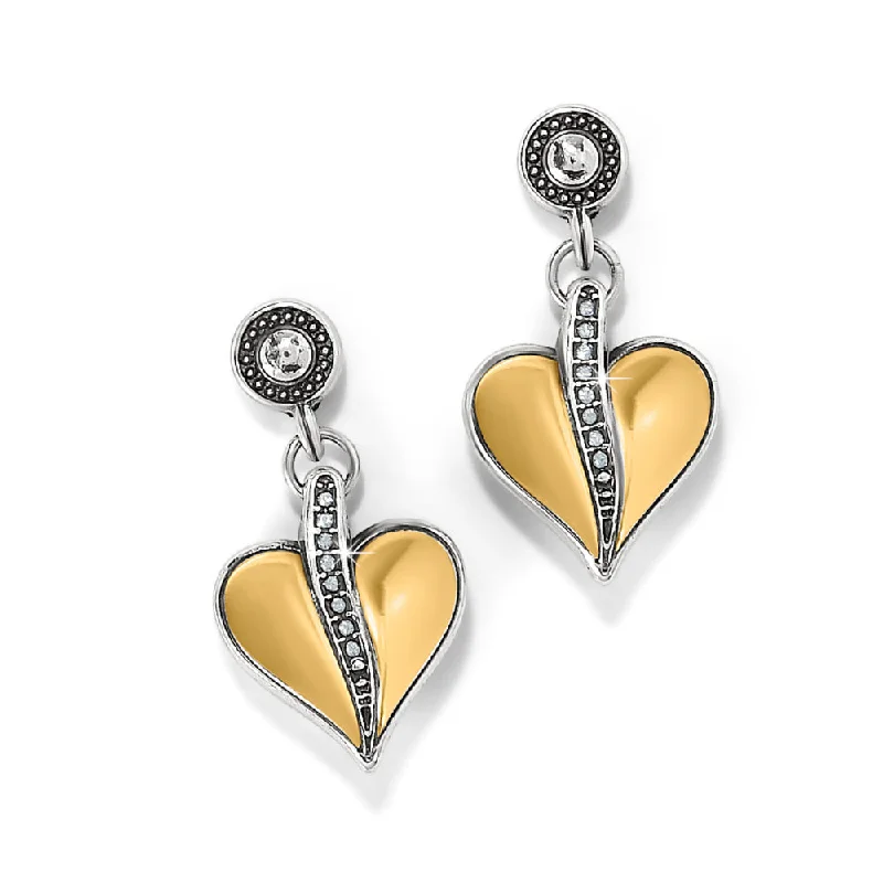 Simple gem earrings-Brighton Precious Heart Two Tone Post Drop Earrings