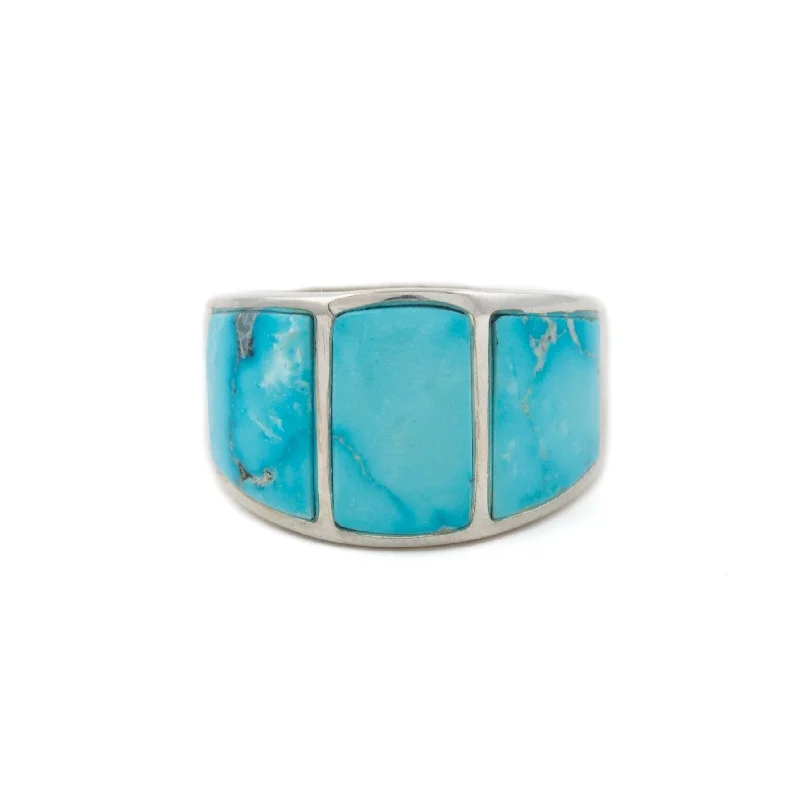 Bold gem rings-Sky Blue Inlay Turquoise Navajo Ring