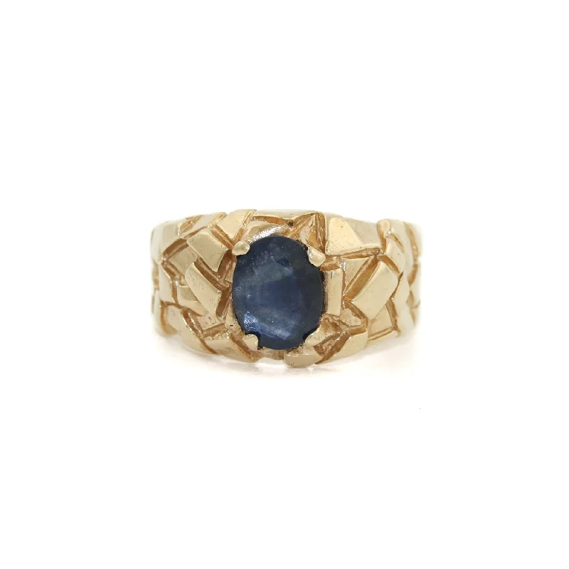 Vintage flair rings-Abstract 14 K Gold x Raw Sapphire Ring