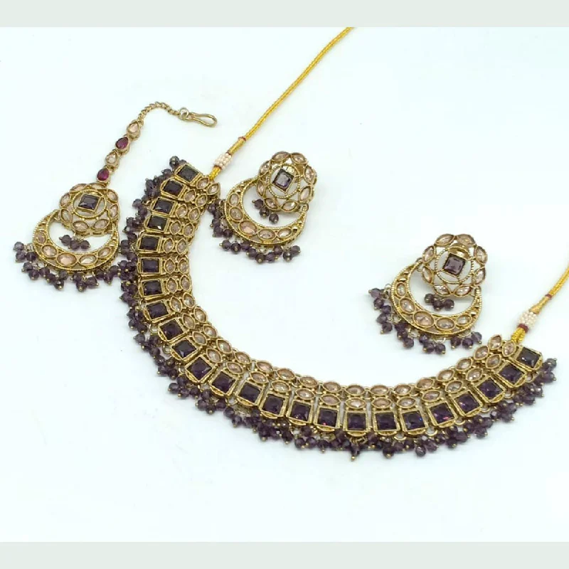 Loop knot necklaces-Manisha Jewellery Kundan Stone Gold Plated Necklace Set