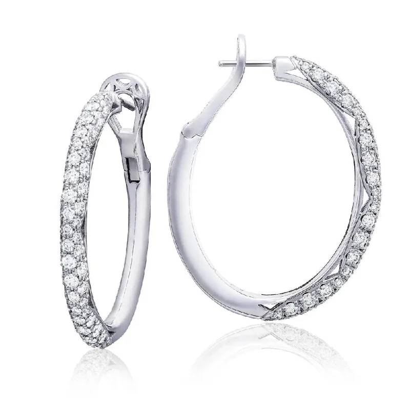 Small wing earrings-Tacori 18k Oval Diamond Hoop Earrings